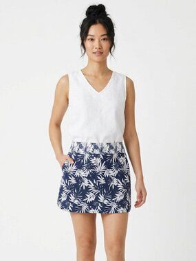 CROWN & IVY Women's Skort Large Cotton Spandex Lightweight Summer Navy White